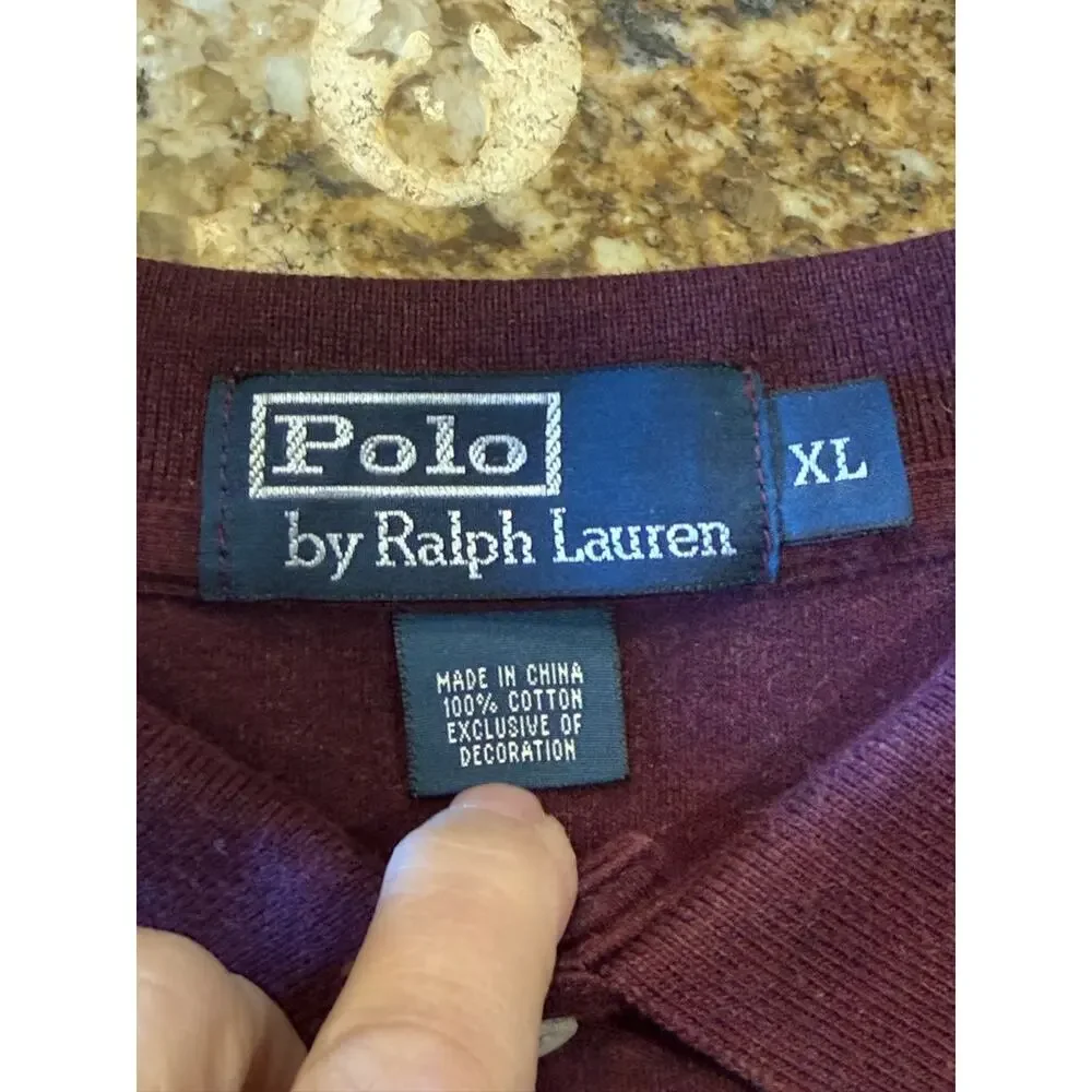 Ralph Lauren Men’s XL Long Sleeve Polo Shirt - Burgundy